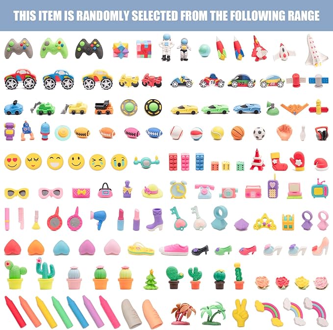 132pcs 3D Cute Kids Erasers, Random Desktop Pet Toys Gifts, Classroom Rewards - Image 5
