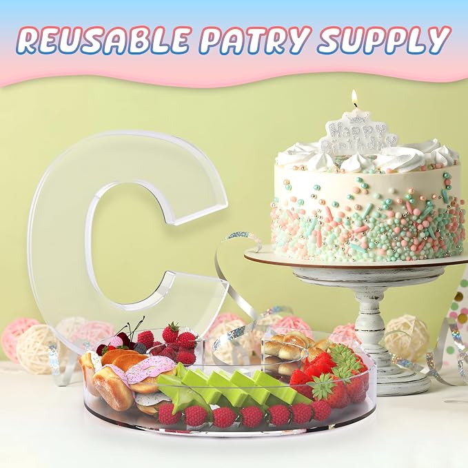 11" Acrylic Letter Charcuterie Box, Reusable Fillable Alphabet Number Shaped - Image 5