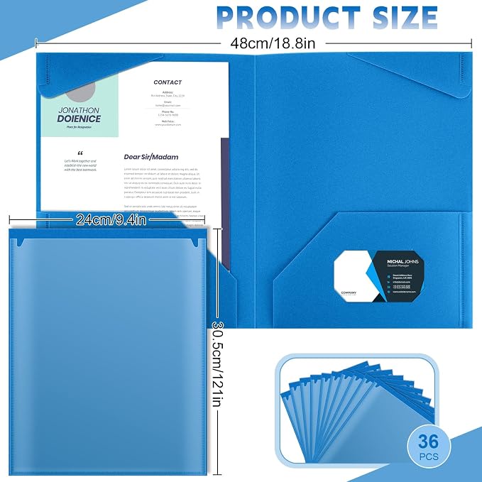 Henoyso 36 Pack Blue Plastic Folders - Image 4