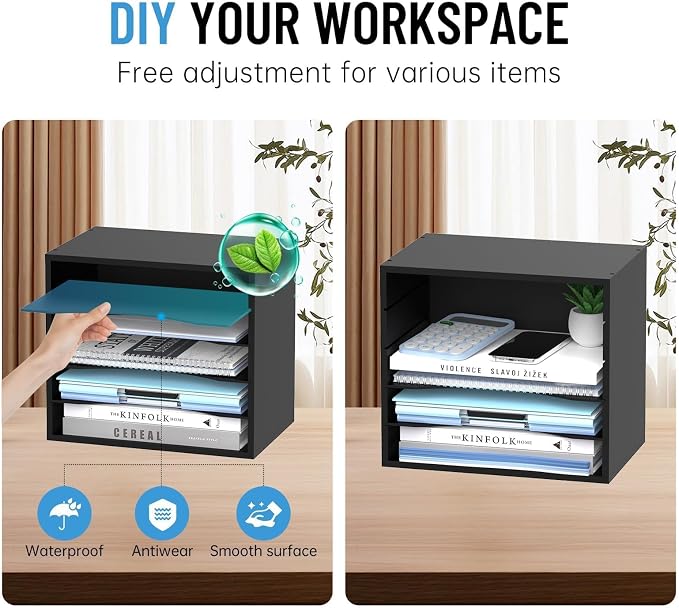 5-Tier Wood Desk Organizer, Paper Tray Organizer - Image 4