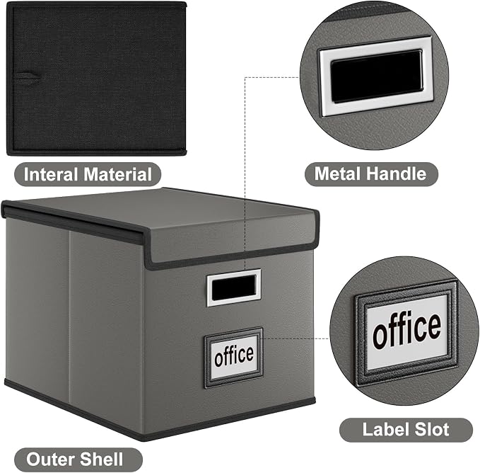 Portable Leather File Organizer Boxes - Image 3