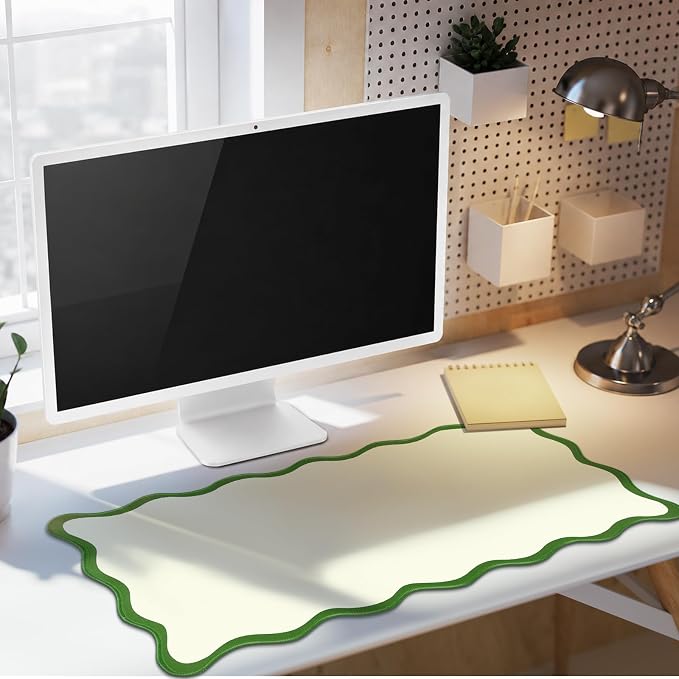 Hahafelt Scalloped Desk Mat Large Desk Pad Cute Coquette Table Mat Back to - Image 7