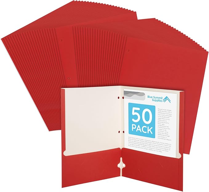 Blue Summit Red Folders with Pockets, Paper Red Pocket Folders with Business by BlueSummitSupplies