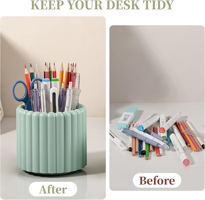 Anyoifax 360° Rotating Pen Holder 7 Slots Desk Organizer Removable Pencil Cup - Image 3