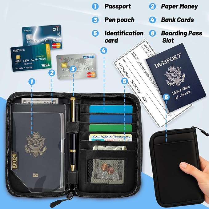 Passport Holder for Travel Essentials, RFID Blocking Protector Passport Wallets - Image 6