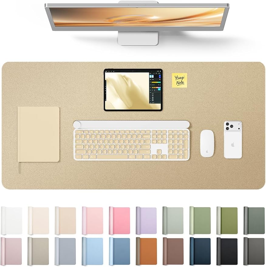 YSAGi Leather Desk Pad Protector, Office Desk Mat, Large Mouse Pad, Non-Slip PU by YSAGi