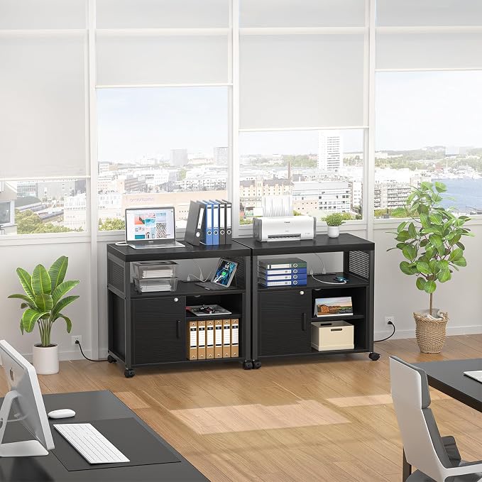 Unikito Lateral File Cabinet, Locking Office Printer Stand - Image 5