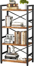 Homeiju Bookshelf, 4 Tier Small Bookcase, Organizers and Storage, Metal Small by Homeiju