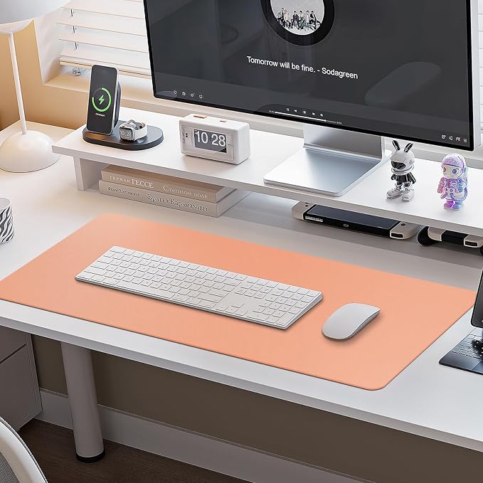 Boutilon Leather Desk Pad Protector, Non-Slip Mouse Pad, Laptop Desk Pad - Image 6