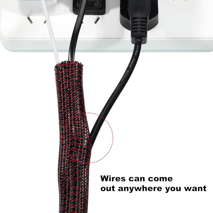 Boao 3 Pieces Cord Protector Wire Loom Tubing Cable Sleeve Split Sleeving - Image 6