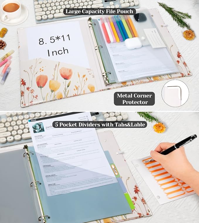 3 Ring 1 Inch Binder Organizer, KLLVE Three Ring Binders - Image 3
