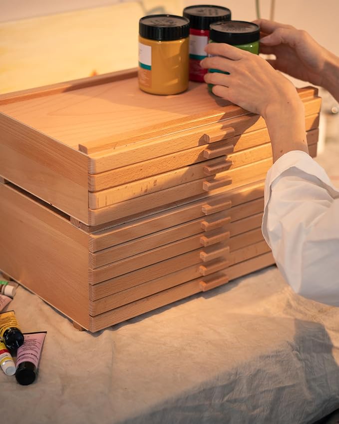 DJAR 4-Drawer Beech Wood Art Supply Storage Box - Image 7