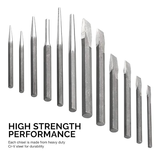 NEIKO 02623A Cold Chisel and Punch Set | 12 Piece | Cr-V Steel | Remove Pins - Image 2
