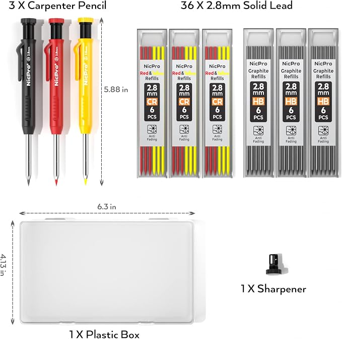 Nicpro 3 Pack Carpenter Pencil - Image 7