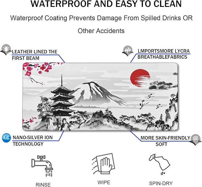 Japanese Landscape Large Mouse Pad, Large Extended Mouse Pad - Image 4