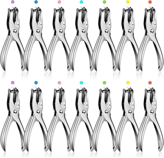 50 Pack 1 Hole Punch 1/4 Inch Single Hole Puncher Bulk Metal 5 Sheet Capacity by Lanties