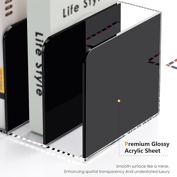 SANRUI Acrylic Magazine File Holder Desktap Organizer, Bookend File Office - Image 8