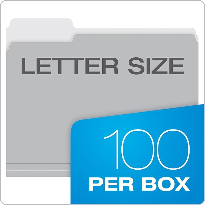 Pendaflex File Folders, 100 Pack, Durable Gray Folders, Letter Size, 3 Tabs - Image 5