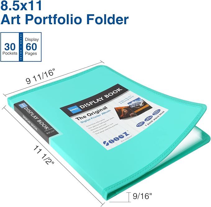 Sooez 30-Pocket Binder with Plastic Sleeves 8.5x11, Heavy Duty Art Portfolio - Image 2