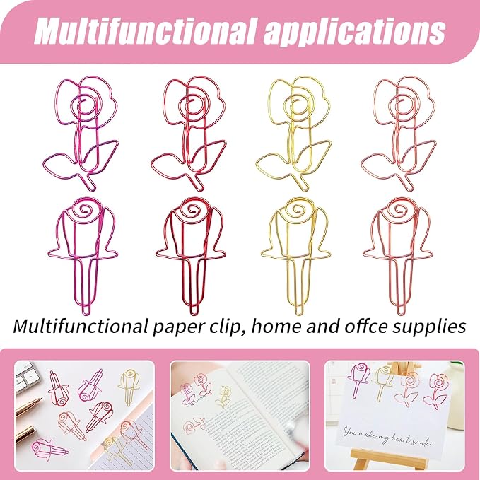 80 Pcs Cute Flower Paper Clips Set, Floral Paper Clips - Image 3