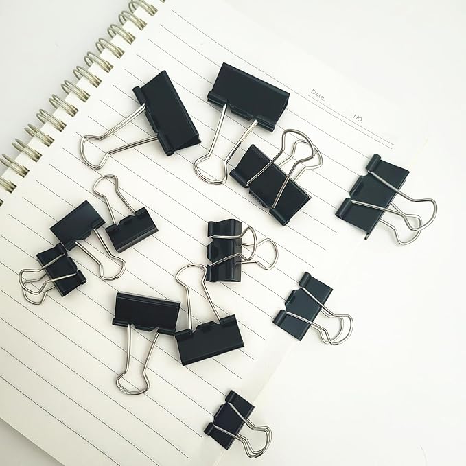 76 Pcs Black Binder Clips Paper Clamps Set Assorted Sizes Large Medium Small - Image 6