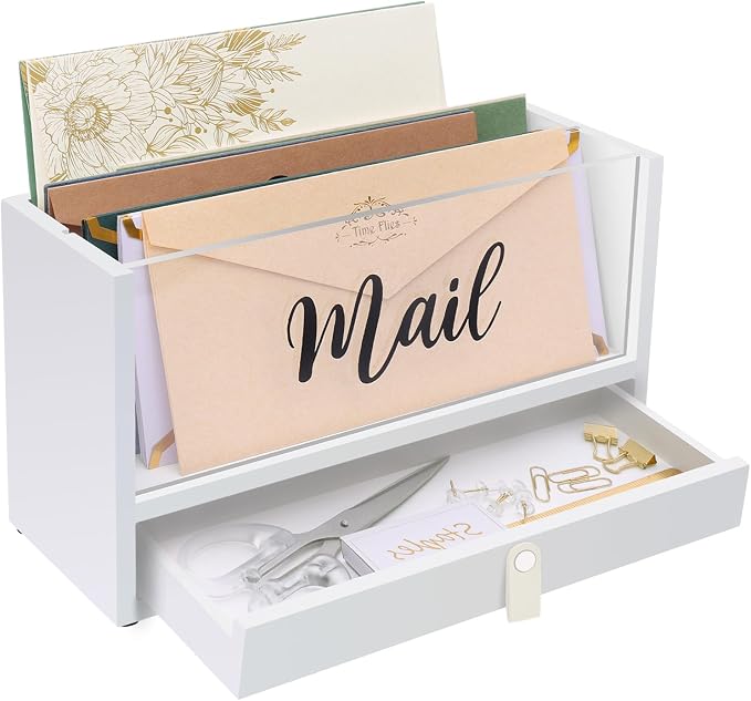 Two-Layer Solid Wooden Mail Storage Organizer Holder by INTARSIO3D