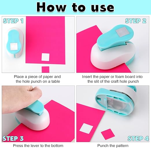 CHENGU 3 Pack Square Craft Hole Punch Corner to Corner 2, 1 and 5/8 Inch Punch - Image 4