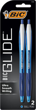 BIC Glide Blue Retractable Ballpoint Pens, Medium Point, 2-Count Pack, Ultra by BIC