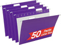 Purple Hanging File Folders, 50 Packs Letter Size File Folder, Designed by OfficeSuppliesDirect