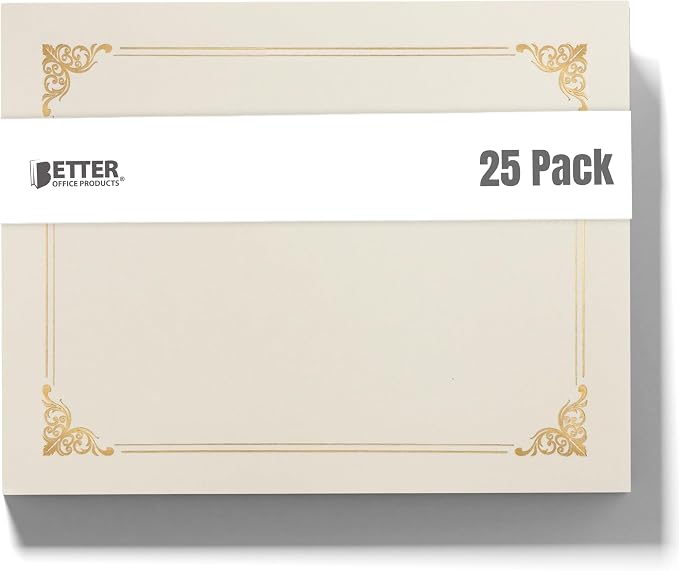 25 Pack Ivory Certificate Holders, Diploma Holders, Document Covers by BetterOfficeProducts