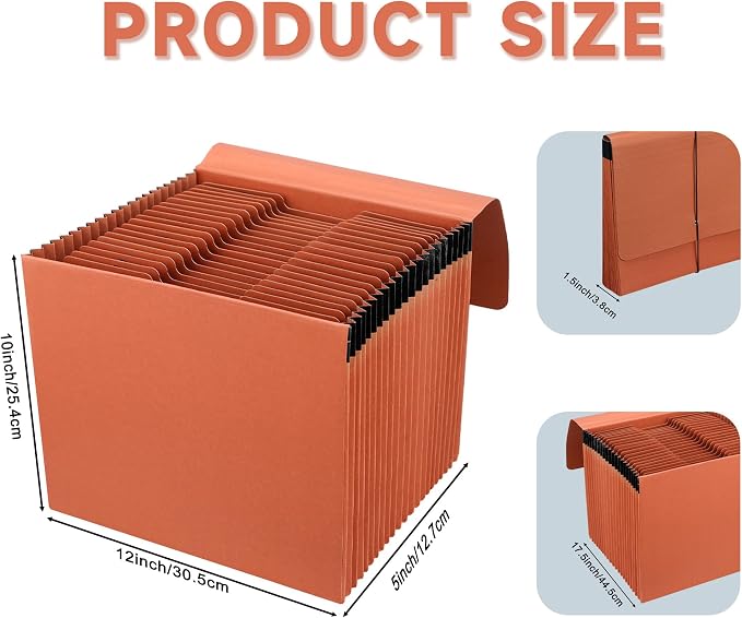 Expanding File Pockets with Cover, A-Z 21 Pockets Accordion File Organizer - Image 2