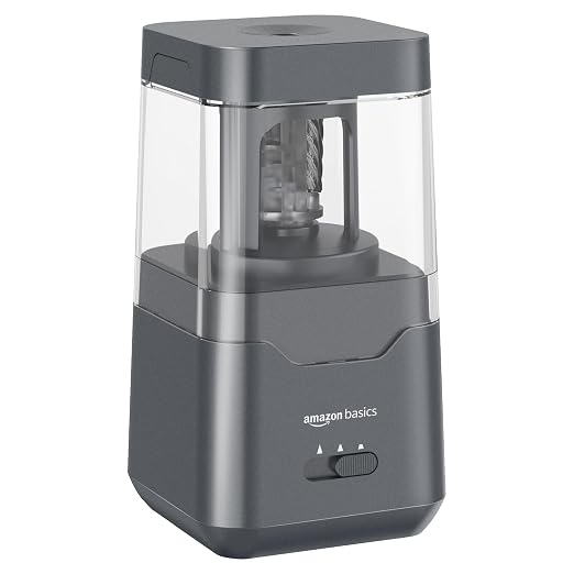 Amazon Basics Portable Electric Pencil Sharpener, Helical Blade, Auto Stop by AmazonBasics