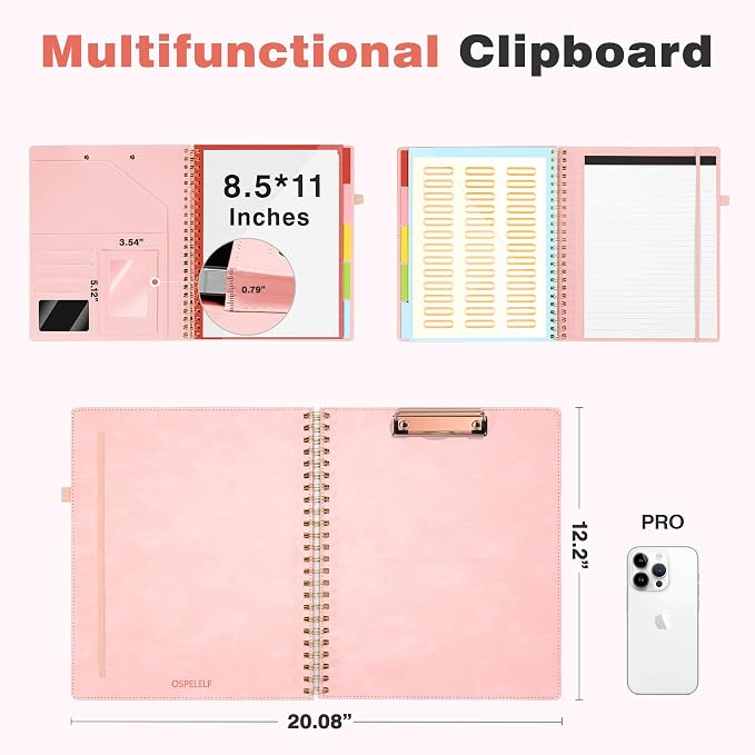 Clipboard with Storage for Men Women, Leather Padfolio Portfolio Organizer 5 - Image 2