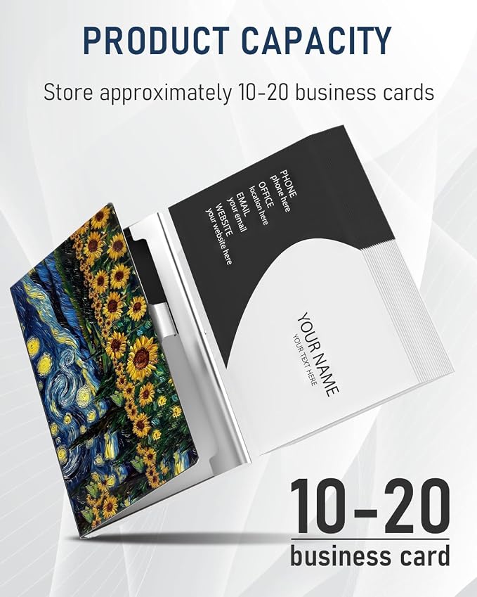 Business Card Metal Slim Organizer, Professional Stainless Steel Square Pocket - Image 2