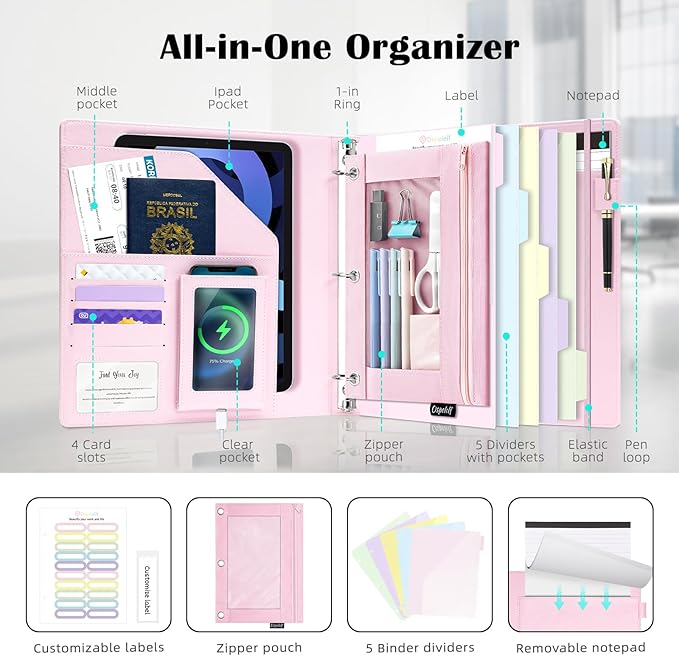 Ospelelf Pink Leather Binder - Image 2