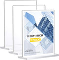 Hoewina Acrylic Sign Holder 8.5 x 11 Inch 3 Pack, Vertical Double Acrylic Stands by Hoewina