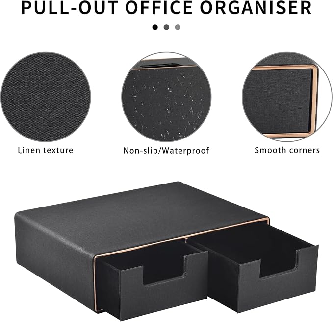 Linen Leather Desk Organizer and monitor stand - Image 5