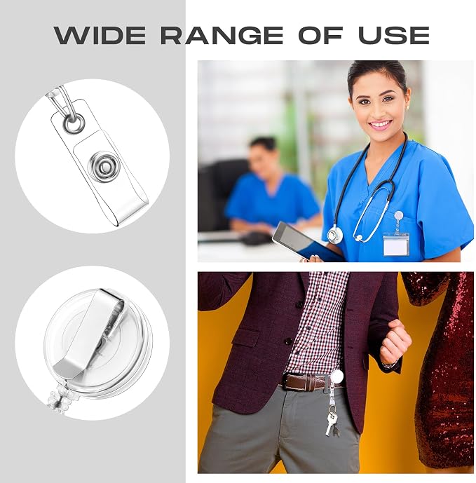 Zonon 100 Pcs Retractable Badge Reel Clips ID Card Holder Reel - Image 2