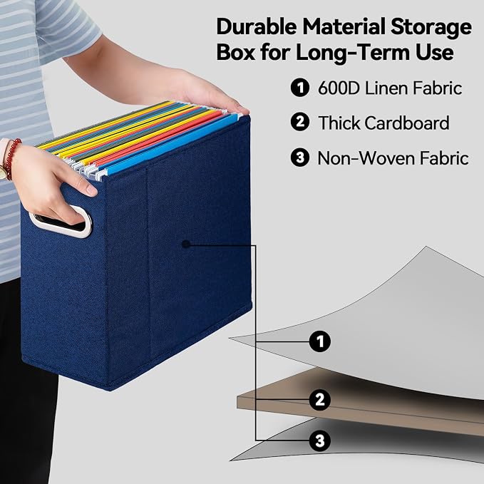 4 Packs Letter Size File Organizer, File Folders Organizer, Fabric Storage Box - Image 3