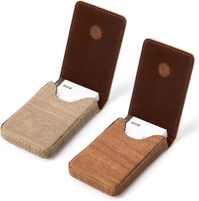 Outus 2 Pieces Business Card Holder, PU Leather Business Card Case Pocket Wallet by Outus