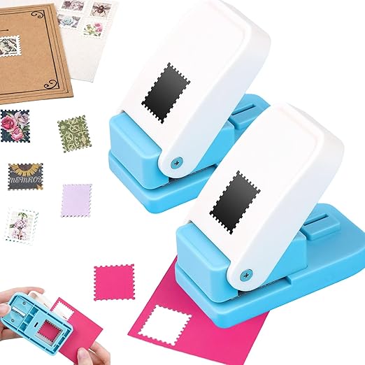 2 Pcs Stamp Punches, Rectangular Embossed Edge Postage Stamps Shape Paper Punch by CYFUNDESIGN