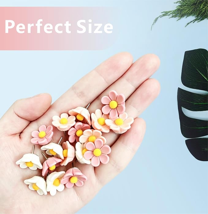 30 Pcs Cute Decorative Flower Push Pins - Image 3