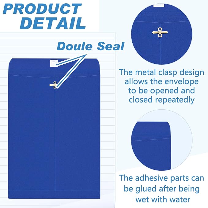 Geyee 100 Pcs Clasp Manilla Envelopes 6 x 9 Inch Gummed Colored Envelopes - Image 3