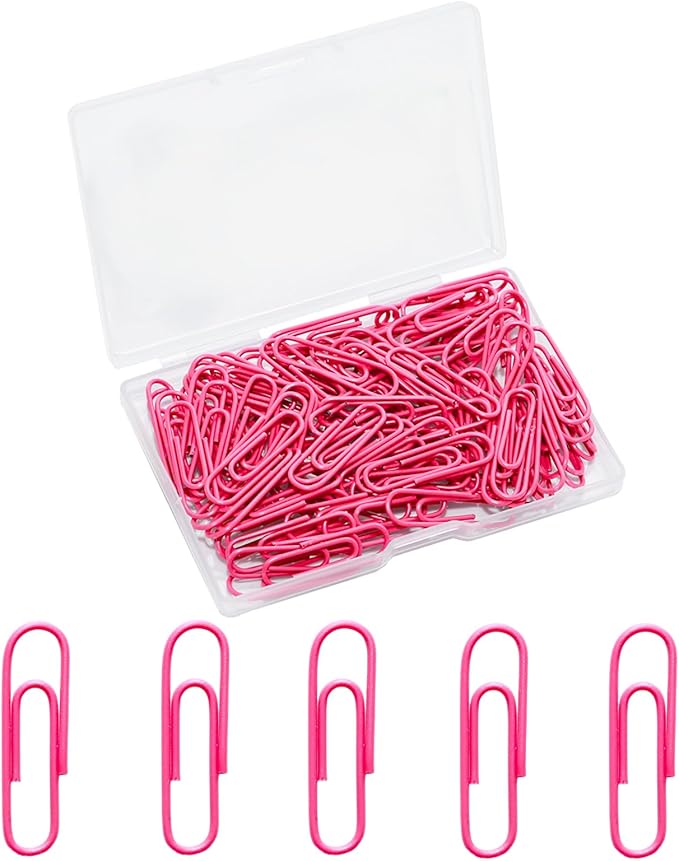 100 Pcs Rose Red Paper Clips, 1.1 Inch Colorful Paperclips | Vinyl Coated by Unknown