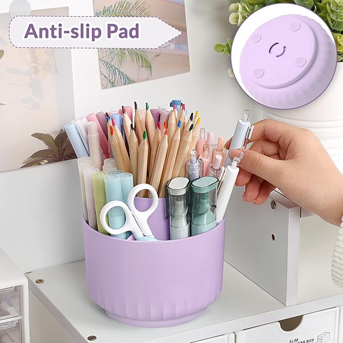 SKYDUE 360 Degree Rotating Desk Organizer, Dual-Purpose Pencil Pen Holder - Image 3