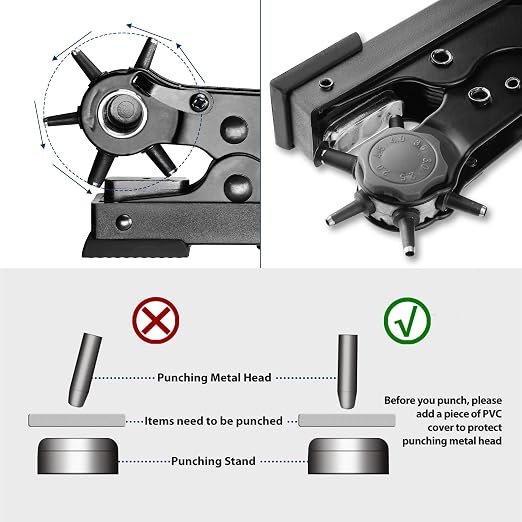 WORKPRO Leather Hole Punch Set, Desktop Rotary Belt Hole Puncher | Heavy Duty - Image 4