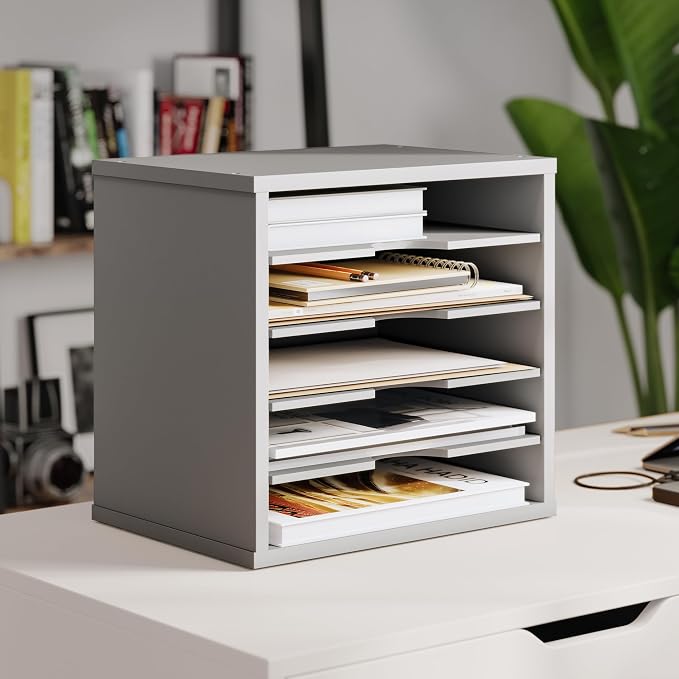 Ballucci 5-Tier File Organizer for Desk, Wooden Mail Sorter, Office Desk - Image 8