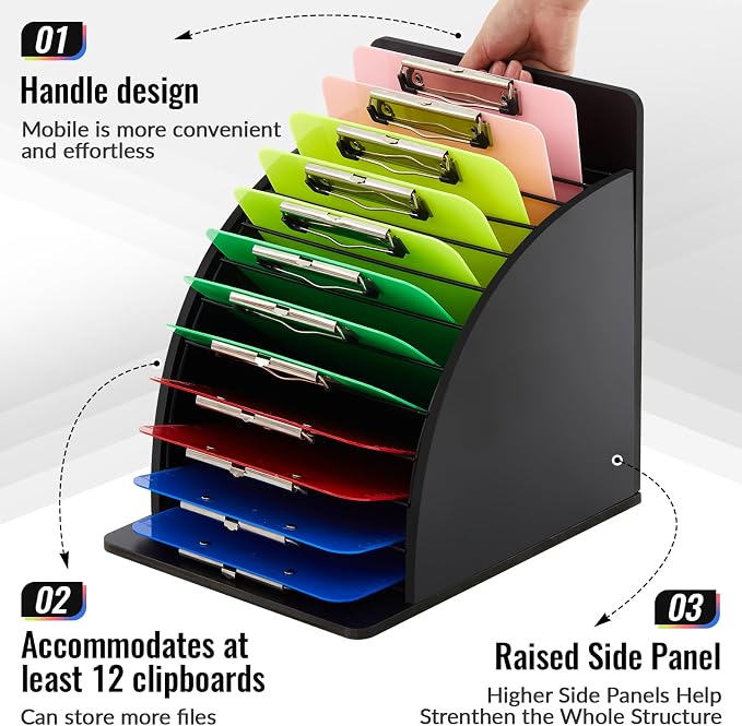 Wonderjune 1 Pack Clipboard Holder Wooden Metal Clipboards Storage Rack - Image 4