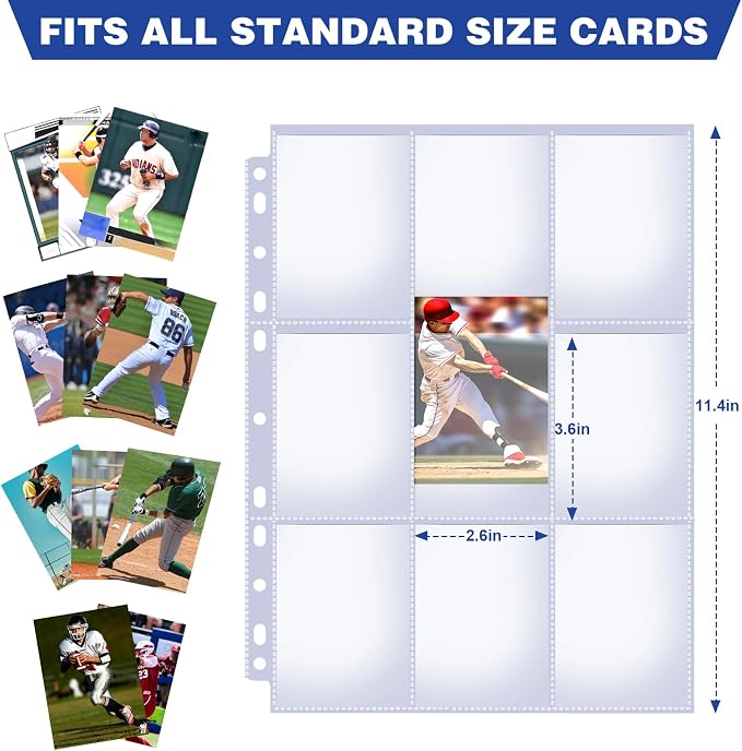 400 Pack 9 Pocket Card Sleeves Binder Sheets, Holds 7200 Cards, Trading Card - Image 3