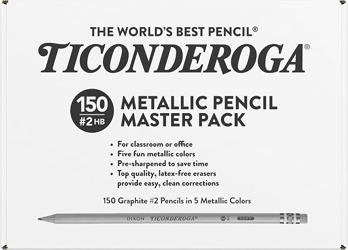 Ticonderoga Wooden Pencils, Pre-Sharpened, #2 HB Soft, Metallic Colors - Image 2